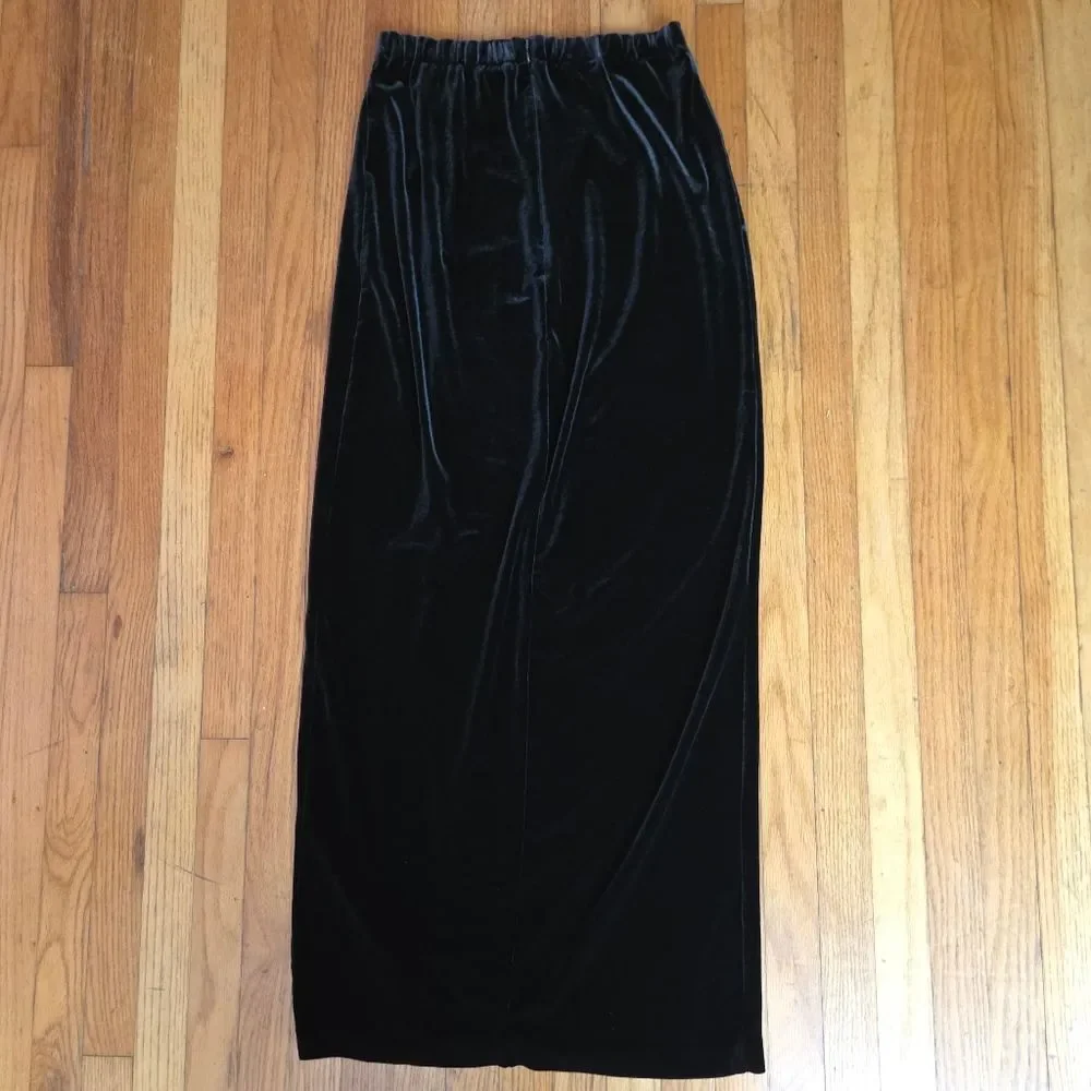 Vintage Velvet Maxi Skirt Black Witchy Dark Academia Gothic Y2K Size 6